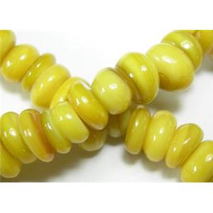15.5 inches string of freshwater shell beads, freeform, yellow, 5~8mm, 110 beads per strand
