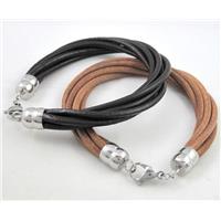 leather bracelet with stainless steel, handmade, mixed, approx 10mm thickness, 20cm length