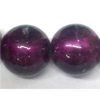 Sterling Silver Foil Round glass bead, dark purple, 18mm dia, 22pcs per st