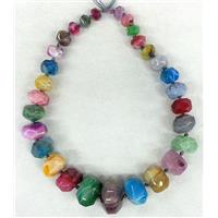 Agate Necklace Chain, rondelle, mix color, approx 14-30mm