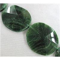 point agate slice beads, green, flat-round, approx 40-50mm, 15.5 inches