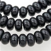 black onyx agate bead, rondelle, approx 4x6mm