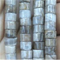 silver leaf stone bead, heishi, approx 6mm dia