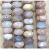 natural Sunstone bead, faceted rondelle, approx 13x18mm