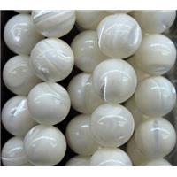 round mother of pearl beads, white shell, 8mm dia, approx 48pcs per st