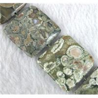natural Rhyolite beads, green, square, approx 30x30mm