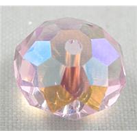 Chinese Crystal Beads, Faceted Rondelle, Pink, 6mm dia, 100pcs per st