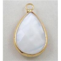 Chinese crystal glass pendant, faceted teardrop, approx 10x14mm