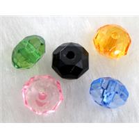 faceted rondelle Acrylic Bead, transparent, mixed, 8mm dia
