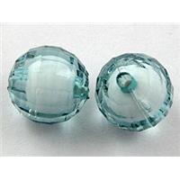 Acrylic beads, round, faceted, aqua, 16mm dia, approx 210pcs