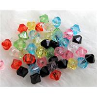 Acrylic beads, transparent, bicone, mixed color, 8mm dia