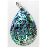 Paua Abalone shell pendant, teardrop, mxied, 35x50mm