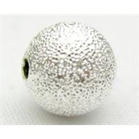 round stardust copper beads, corrugated, silver plated, 4mm diameter