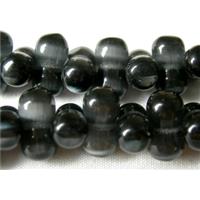 Cats eye beads, peanut, metallic grey, 6x12mm, 78beads per st.