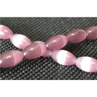 Cats eye beads, rice, purple, 8x5mm, 50 beads per st.
