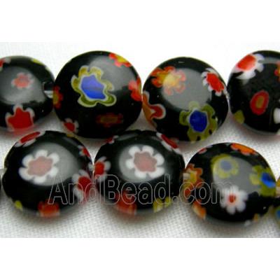 16" string flat round multi flower millefiori glass