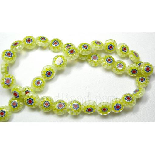 Flat round Millefiori glass-single flower