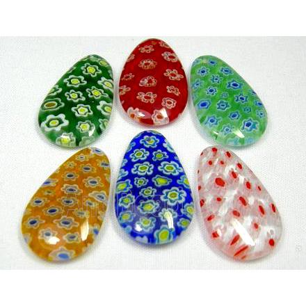 Millefiori glass Teardrop pendant-multi flower&mixed