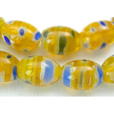 String of Millefiori Glass Rice Shape