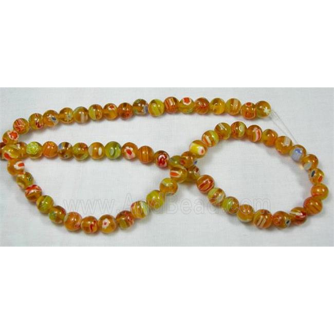16" string round multi flower millefiori glass