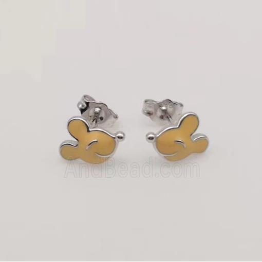 sterling silver Earring studs, yellow enamel