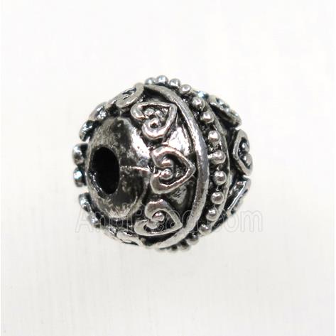 tibetan silver zinc beads, barrel, non-nickel
