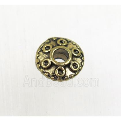 tibetan silver zinc rondelle beads, non-nickel, antique gold