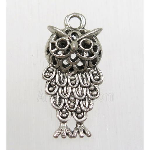 tibetan silver owl pendant, non-nickel