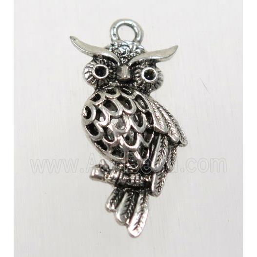 tibetan silver owl pendant, non-nickel