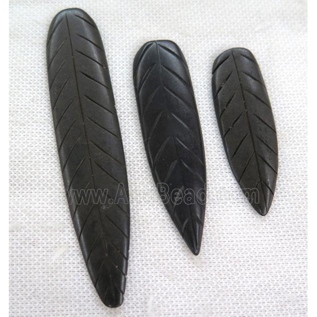 black yellow cattle bone pendant without hole, leaf