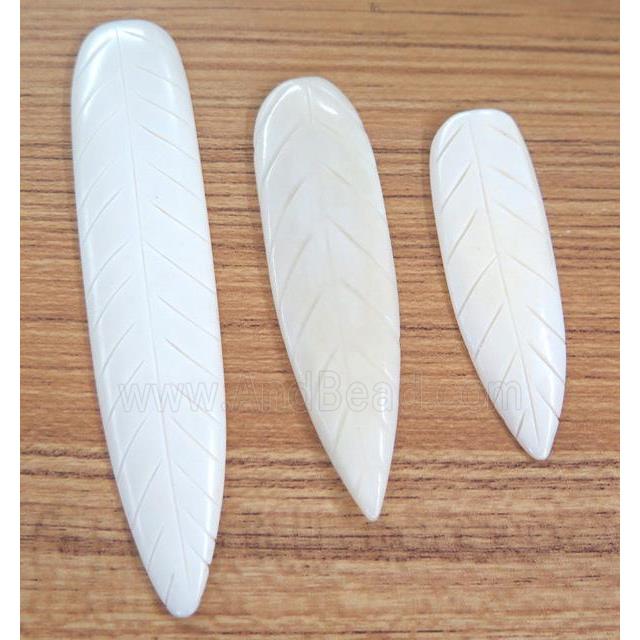 white cattle bone pendant without hole, leaf