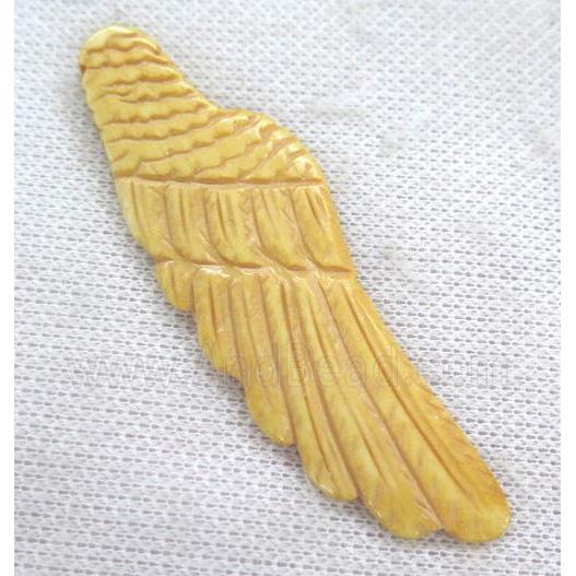 yellow cattle bone pendant, angel wing
