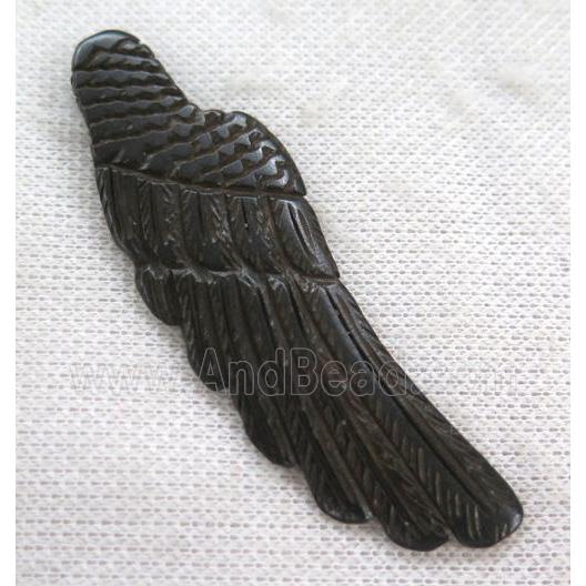 black cattle bone pendant, angel wing