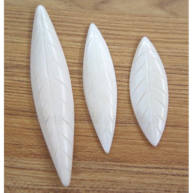 white cattle bone pendant without hole, leaf