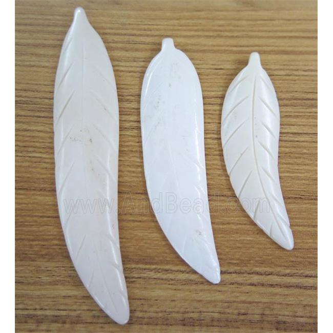 white cattle bone leaf pendant without hole
