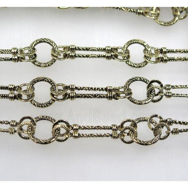 Tibetan silver Alloy Chain, light gold plated