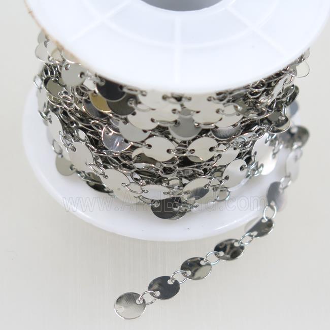 Copper chain, coin round, platinum plated