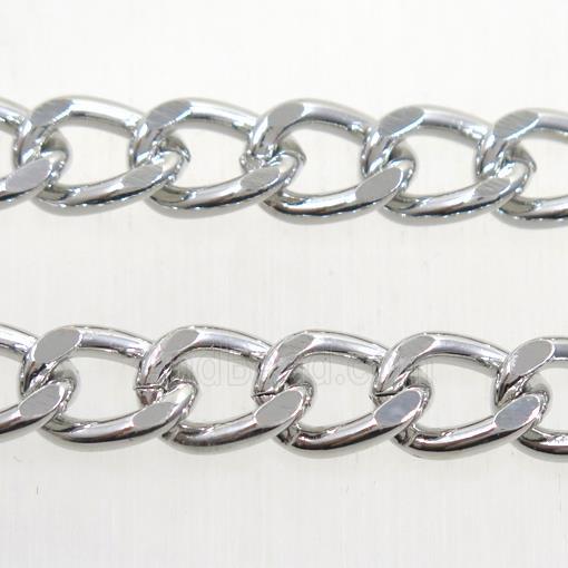 iron curb chain, platinum plated