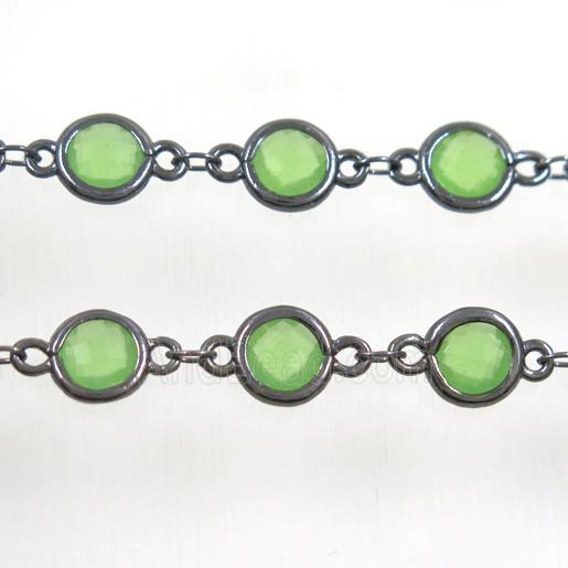 copper chain with green Chinese crystal glass, black plated