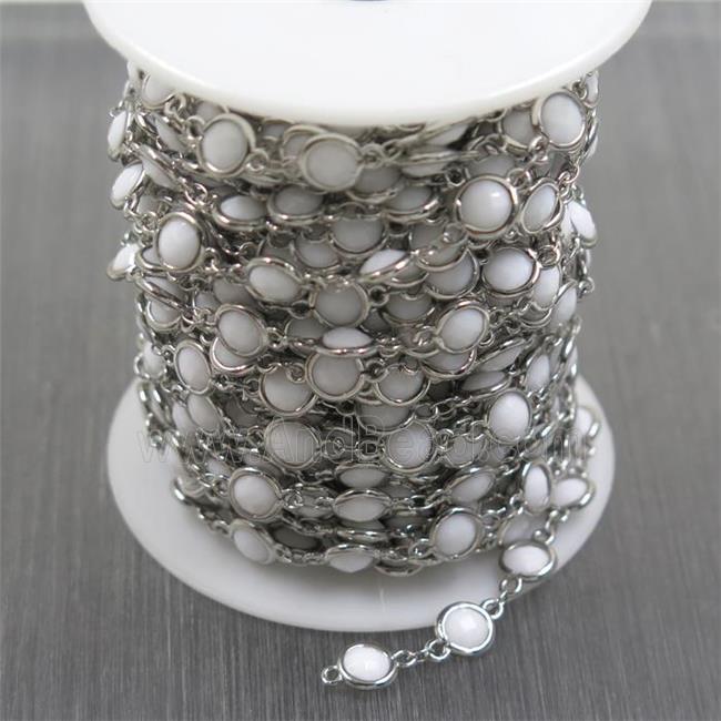 copper chain with white Chinese crystal glass, platinum plated