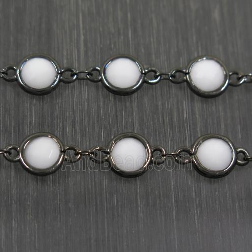 copper chain with white Chinese crystal glass, black plated