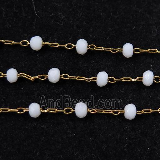 copper chain with white Chinese crystal glass bead