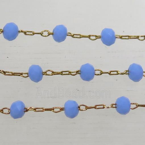 copper chain with blue Chinese crystal glass bead