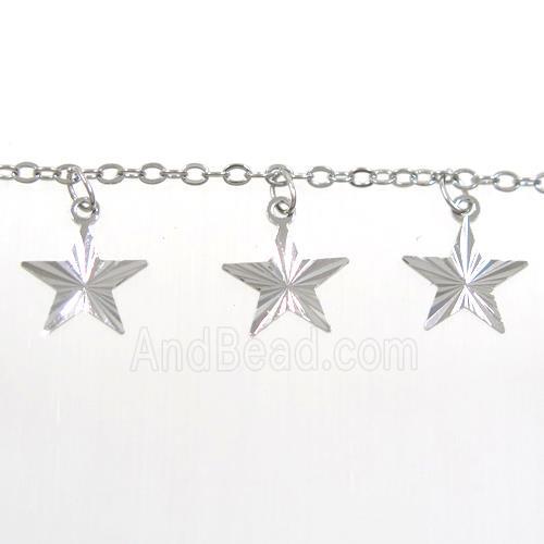 copper chain with star, platinum plated