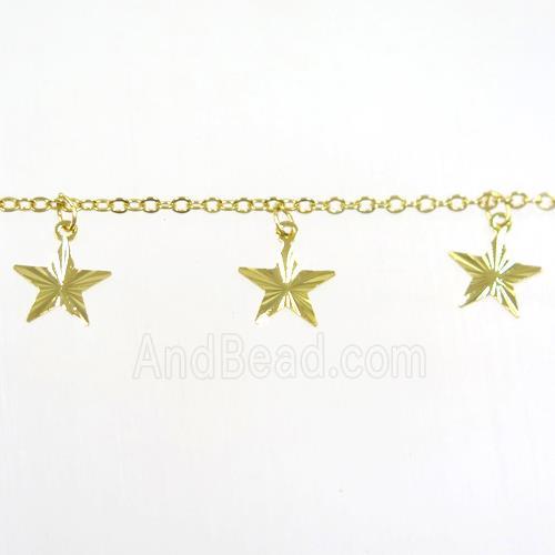 copper chain with star, gold plated