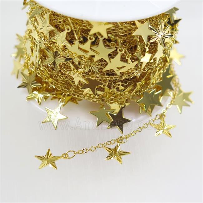 copper chain with star, gold plated