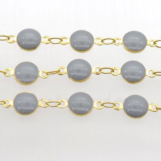 gray Porcelain Glass Chain, gold plated