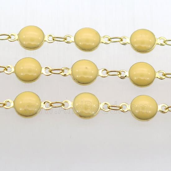 yellow Porcelain Glass Chain, gold plated