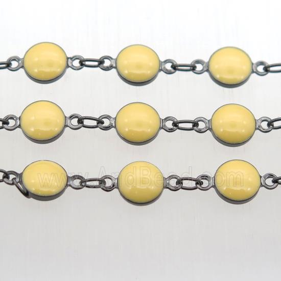 yellow Porcelain Glass Chain, black plated
