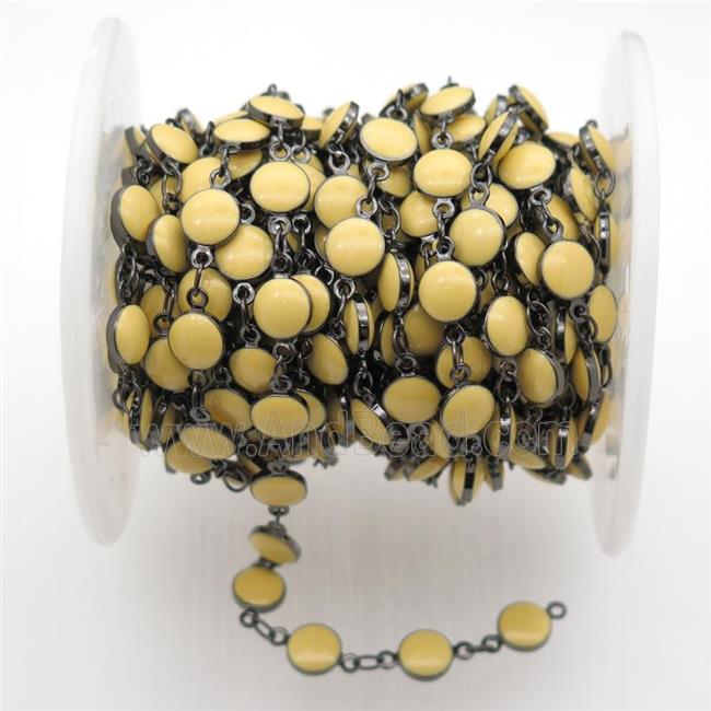 yellow Porcelain Glass Chain, black plated